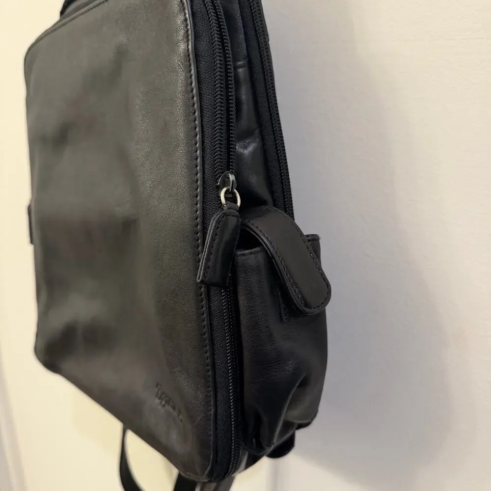 Vintage Tignanello Black Leather Backpack Purse
